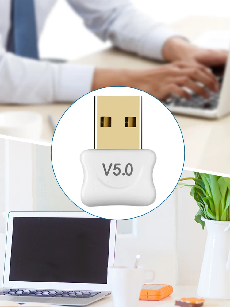 USB-адаптер Bluetooth 5 0 для ПК настольного ноутбука Поддержка Windows 7/8/8.1/10/Vista/XP низкая
