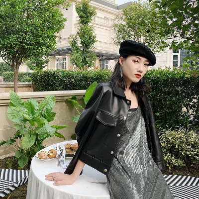 MESHARE Women New Fashion Genuine Real Sheep Leather Jacket G38