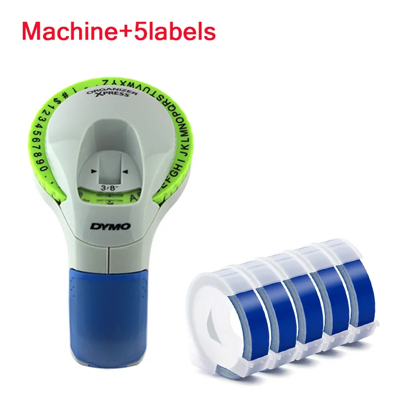 Dymo 12965 Manual Label Printers 9mm 3D Multicolor Embossing Label Tapes for Dymo Machine Manual Label Makers 12965 Diy Labels - Цвет: machine with 5 blue