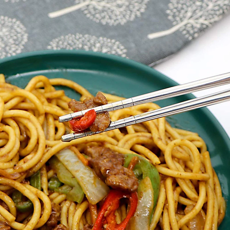 Палочки для еды 1 пара многоразовые металлические палочки из нержавеющей стали