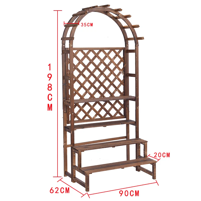 Floor flower stand wooden balcony flower rack solid wood flower rack indoor plant stand for living room flower pot plant rack - Цвет: thin 198x90cm 4 laye