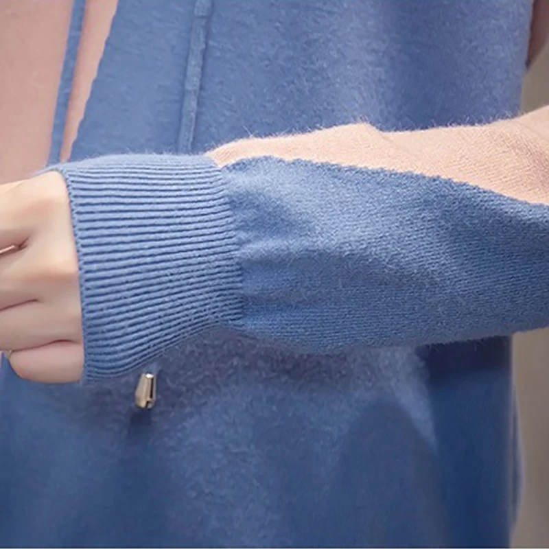 Женский Цветной свитер с капюшоном пуловер Осень-зима 2020 новый корейский