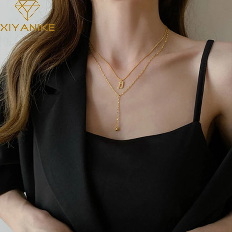 

GOLDRIA 925 Sterling Silver Double-laundry Sphere Pendant Necklace Femme Fashion Long Clavicle Chaie Refinement Wholesale Party