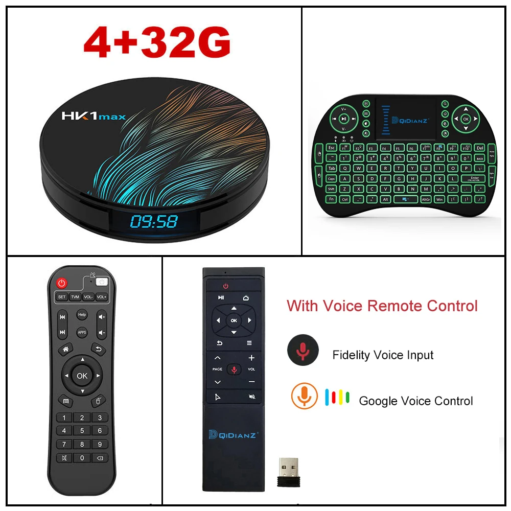 HK1MAX Android 9,0 Smart tv Box четырехъядерный 2,4G/5G Wifi BT 4,0 DDR3 Netflix 4K HDR медиаплеер VS X96 HK1 MAX Мини приставка - Цвет: 4g 32g mt12 kb