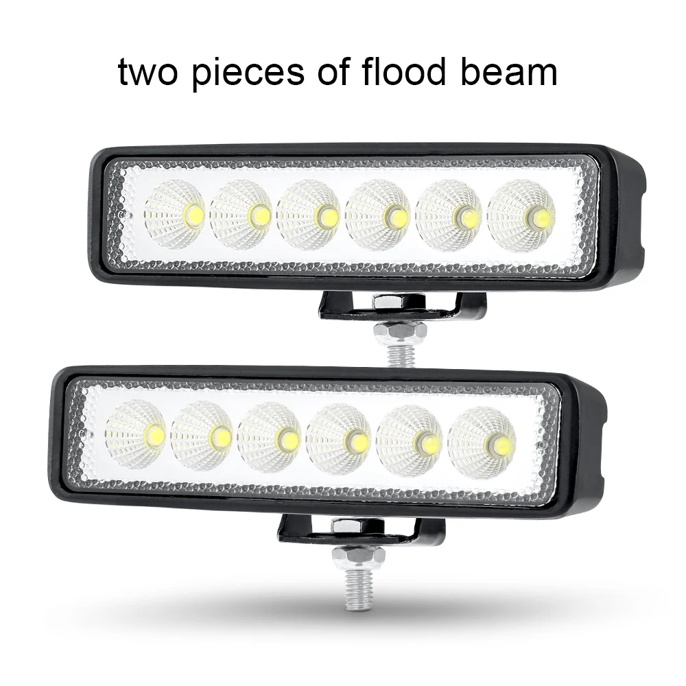 2 Peices Floodlight 18 Вт 12 В светодиодный светильник для работы, точечный светильник, лампа для вождения, противотуманная фара, светодиодный светильник для внедорожника Ford, Toyota, SUV, 4WD, светодиодный светильник - Цвет: 2 Peices Floodlight