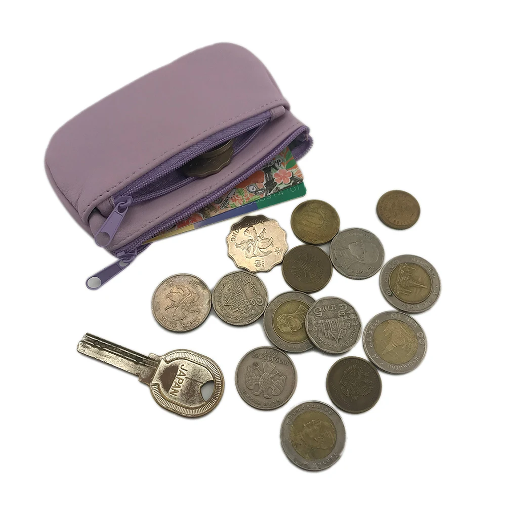 

NICOLE & CO Mini Coin Purses Women Genuine Leather Sheepskin Key Wallets Original New Men Card&ID Holder Zipper Small Money Bags