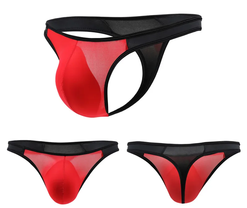 8PCS Men's Briefs Sexy Ice Silk Low Waist  Bikini Underpants Mens Briefs Underwear Men Sexy Underwear U Convex Thong Pantie