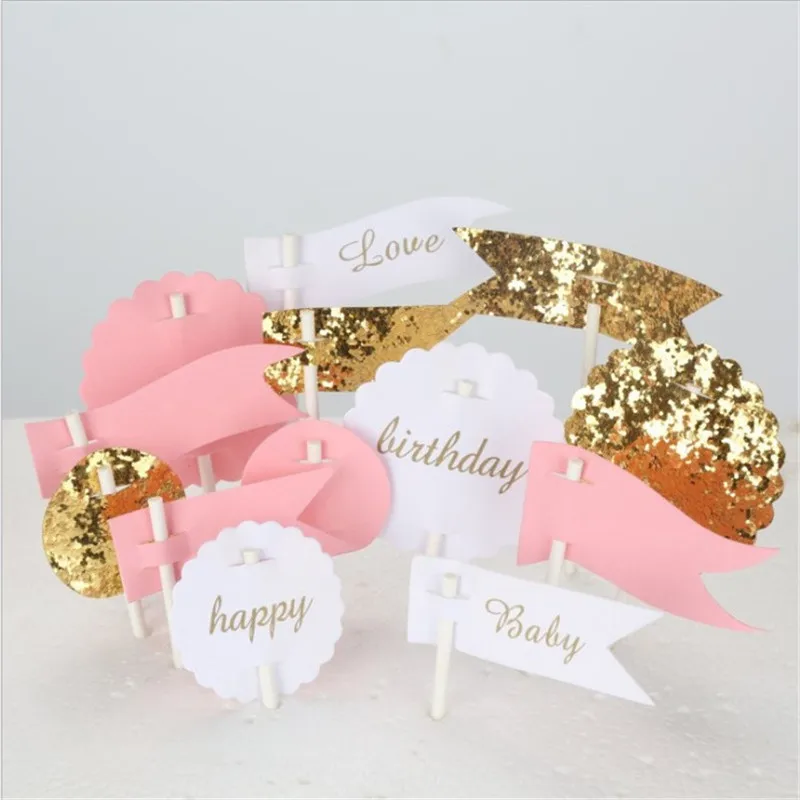 Cakelove 13pcs с днем рождения любят детское блестящее флаг счастливый Любовь Торт