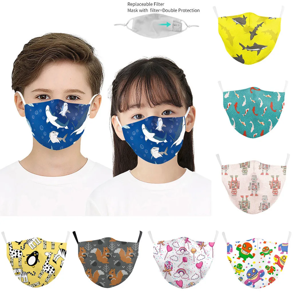 #45 модные маски для детей с мультяшным 3d Цифровым принтом Защитная Пылезащитная