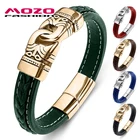 Браслет MOZO мужской плетеный из кожи, Ювелирное Украшение в стиле панк, ручная работа, модный браслет с застежкой из нержавеющей стали, подарок 015