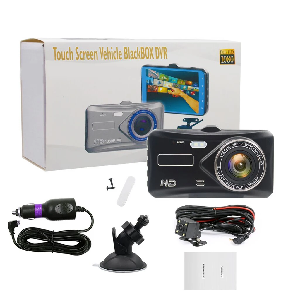 4 0 &quotдвойной объектив с сенсорным экраном для записи вождения автомобиля