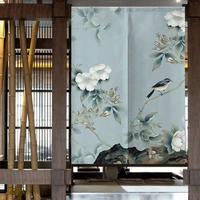 chinese classical flowers and birds pattern door curtains japanese style flowers kitchen partition fabric panelsnt