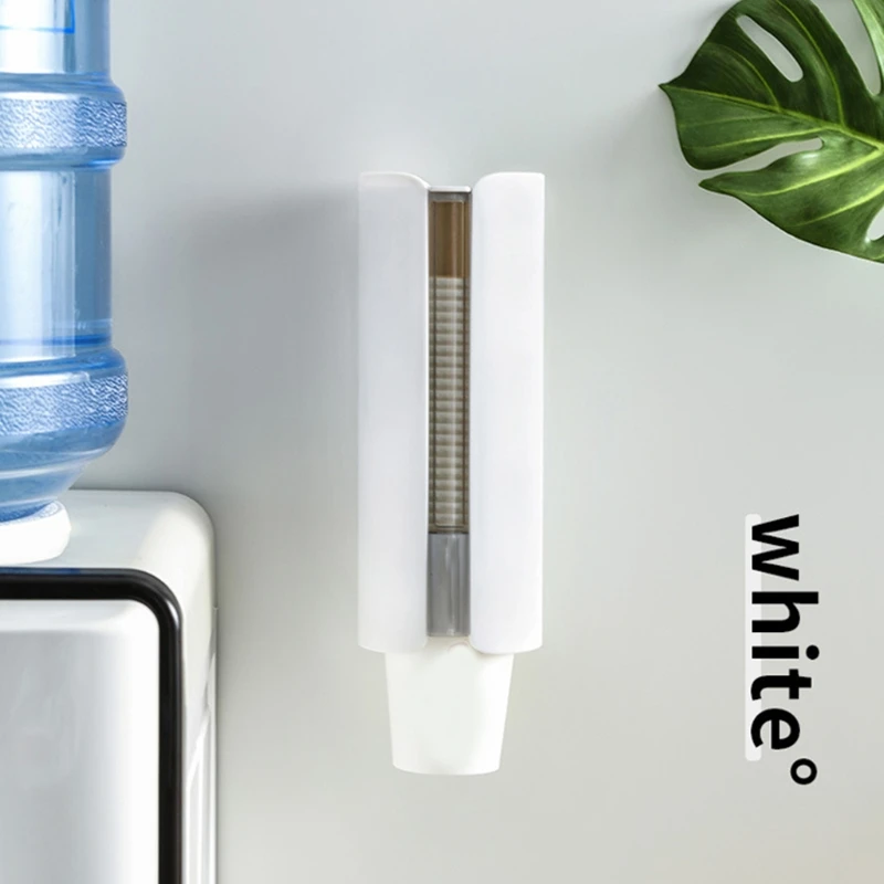 

E9LA Wall Mounted Dust-proof Cup Dispenser with Storage Rack Pull Type Cup Holder