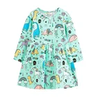 Платье детское осенне-зимнее хлопковое с принтом динозавров и Единорогов