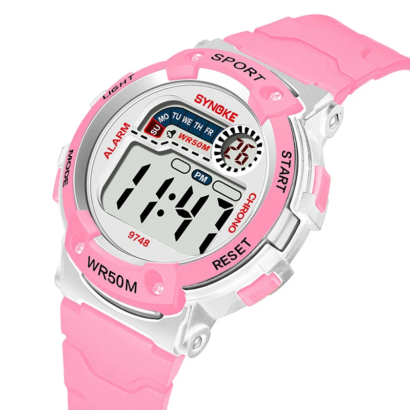 Детские Студенческие светодиодные цифровые часы 5 бар водонепроницаемые Wacth