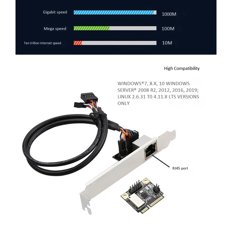 

Mini PCI-E to Gigabit Ethernet Network Card & 10 Gbps Network Card Single Port SFP Fiber Optic PCI Express Slot Server