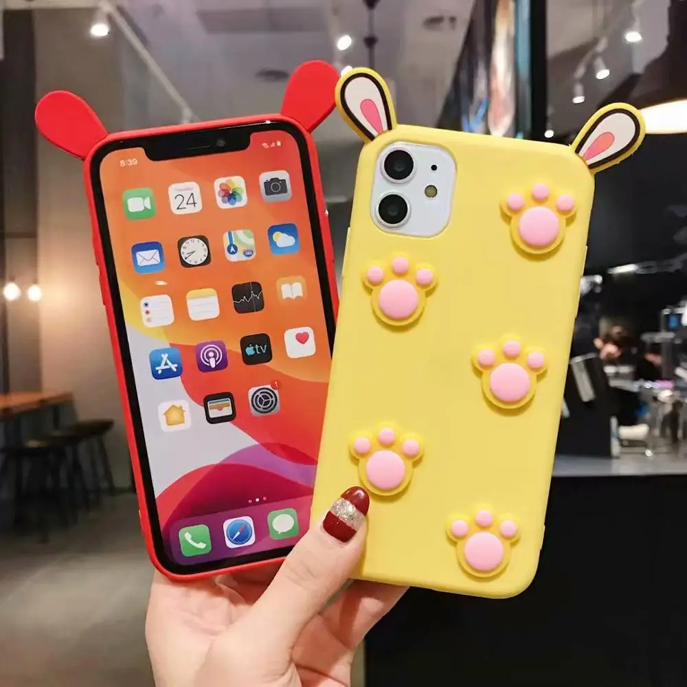 Cute 3D Cat claw Ear Cartoon soft Silica gel Phone Case For iPhone 11 and 11pro max 5 6 S 7 8 Plus X XR XS MAX cover |