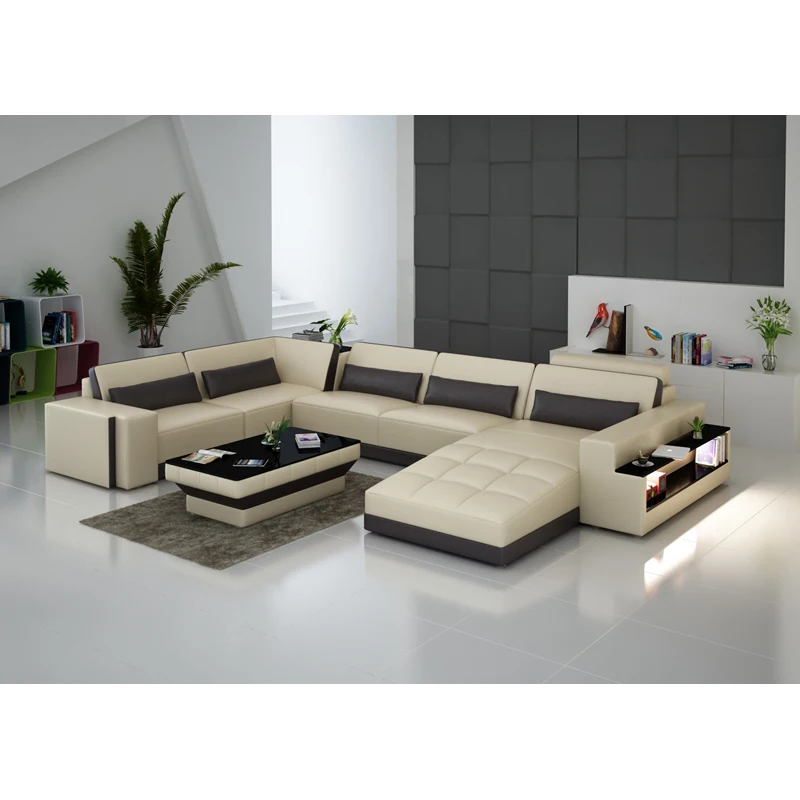 Простой дизайн конкурентоспособная цена мебель для гостиной угловой кожаный