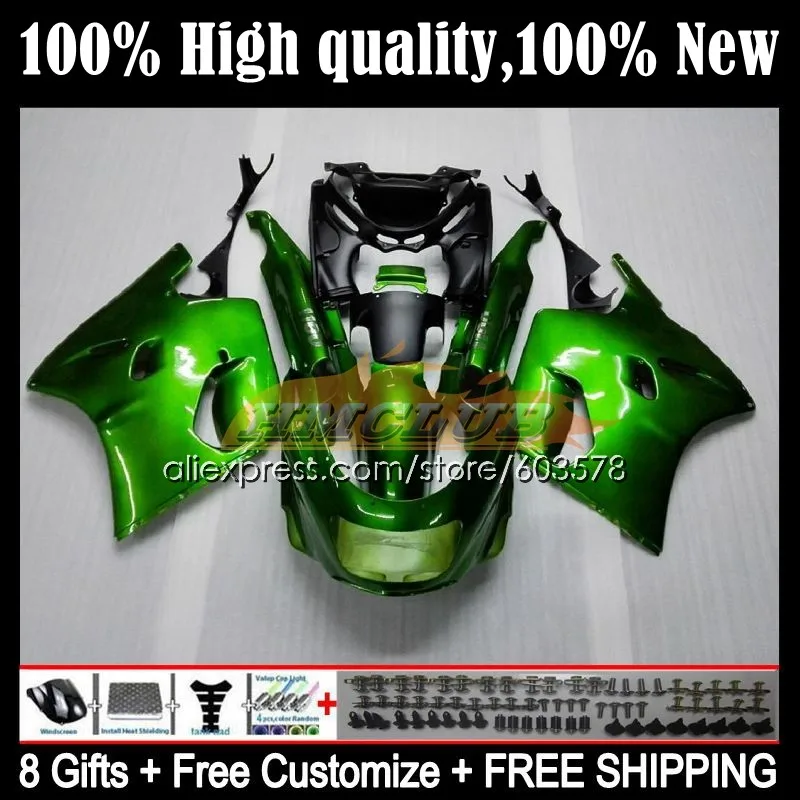 

Корпус для KAWASAKI NINJA ZX-11R ZX 11R ZX11 R 69CL.5 ZX-11 R ZZR1100 ZX11R 90 91 92 ZZR 1100 1990 1991 1992 глянцевый зеленый обтекатель