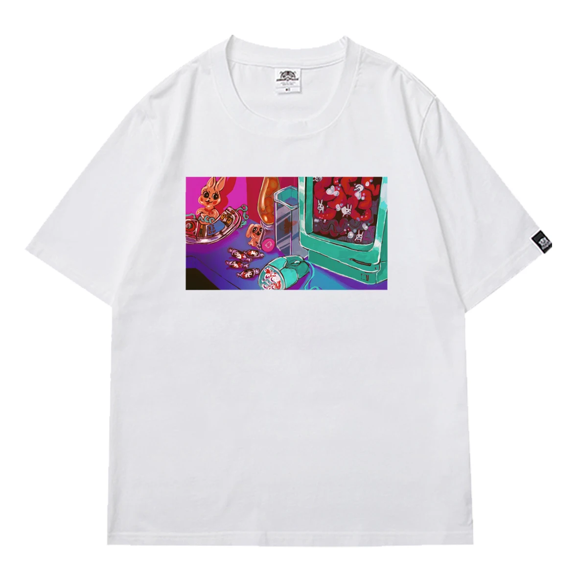 

O-neck Cool Street Style Men T-shirt Unisex Loose T-shirts Men Casual Short Sleeve Cartoon Tops Y2k Men T Shirt Male Tee Shirts