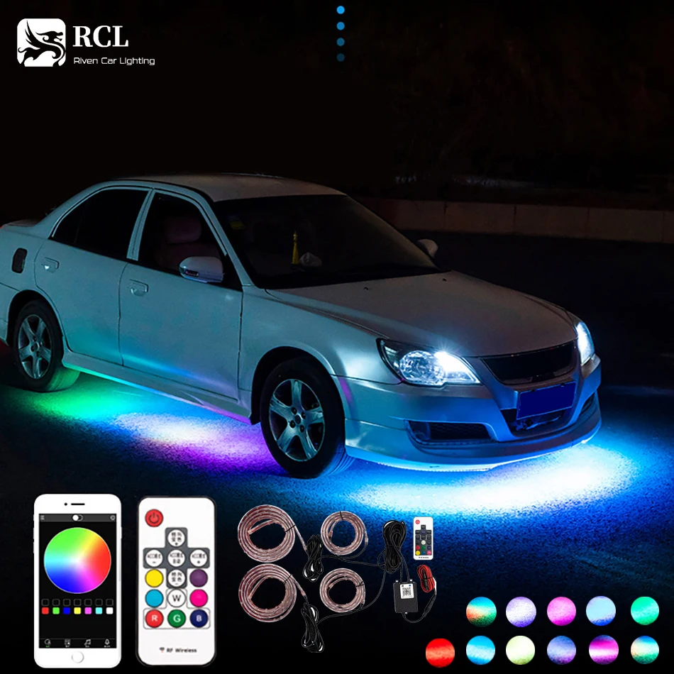 

Неоновая подсветка для автомобиля, гибкая Водонепроницаемая светодиодная RGB лента для нижнего белья, декоративная лампа для атмосферы с ди...