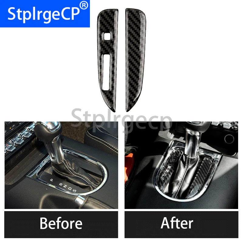 

100% Real Carbon Fiber Control Gear Shift Panel Decorative Cover Car Styling Sticker For Ford Mustang 2015 2016 2017 2018