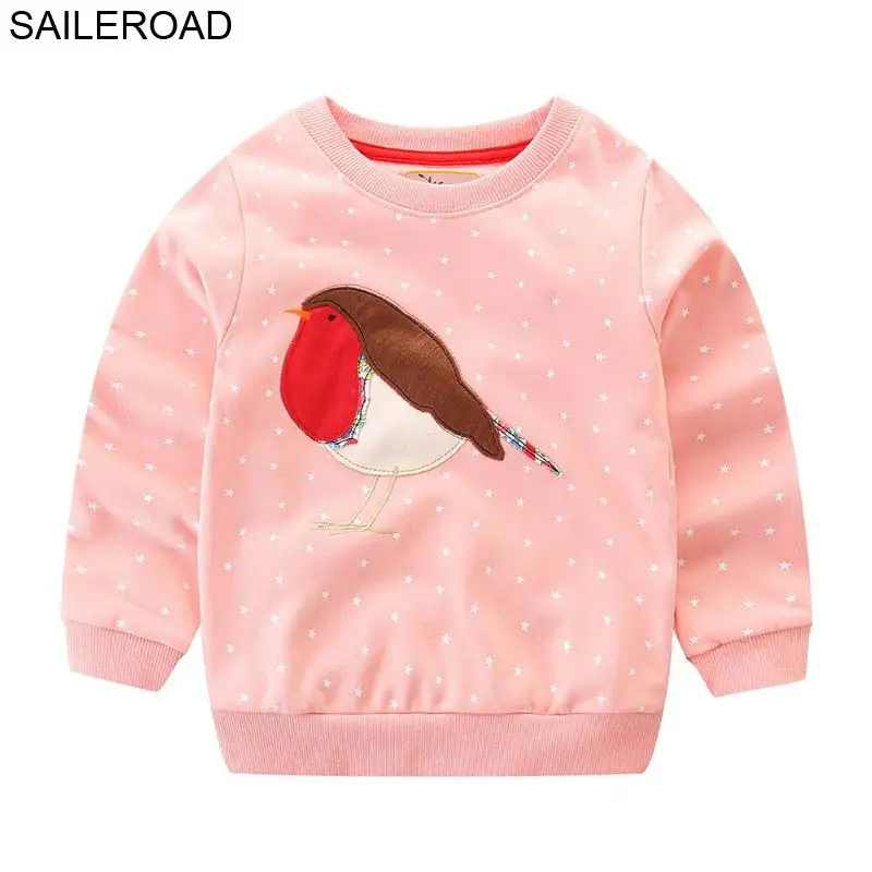 SAILEROAD Animal Bird Аппликации Детские кофты 7 лет для девочек Одежда Зимние теплые детские футболки с длинным рукавом Детские толстовки - Цвет: 3055 same picture