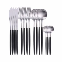 western cutlery set16 pieces tableware set stainless steel dinnerware black silver dinner set complete spoon fork knife flatware
