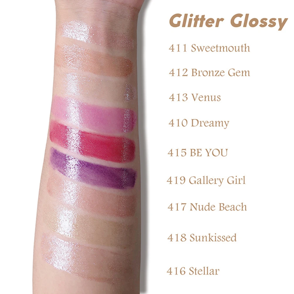 

15 Colors Optional Bright Shiny and Glitter Lip Gloss Private Label Custom Pearlescent Round Tube Metal Wind Lip Glaze Lipstick