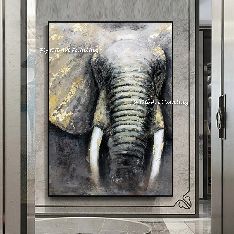 

Handmade Animal Oil Painting Canvas Wall Paintings Abstract Elephant Picture Living Room Home Decor for hotel lobby