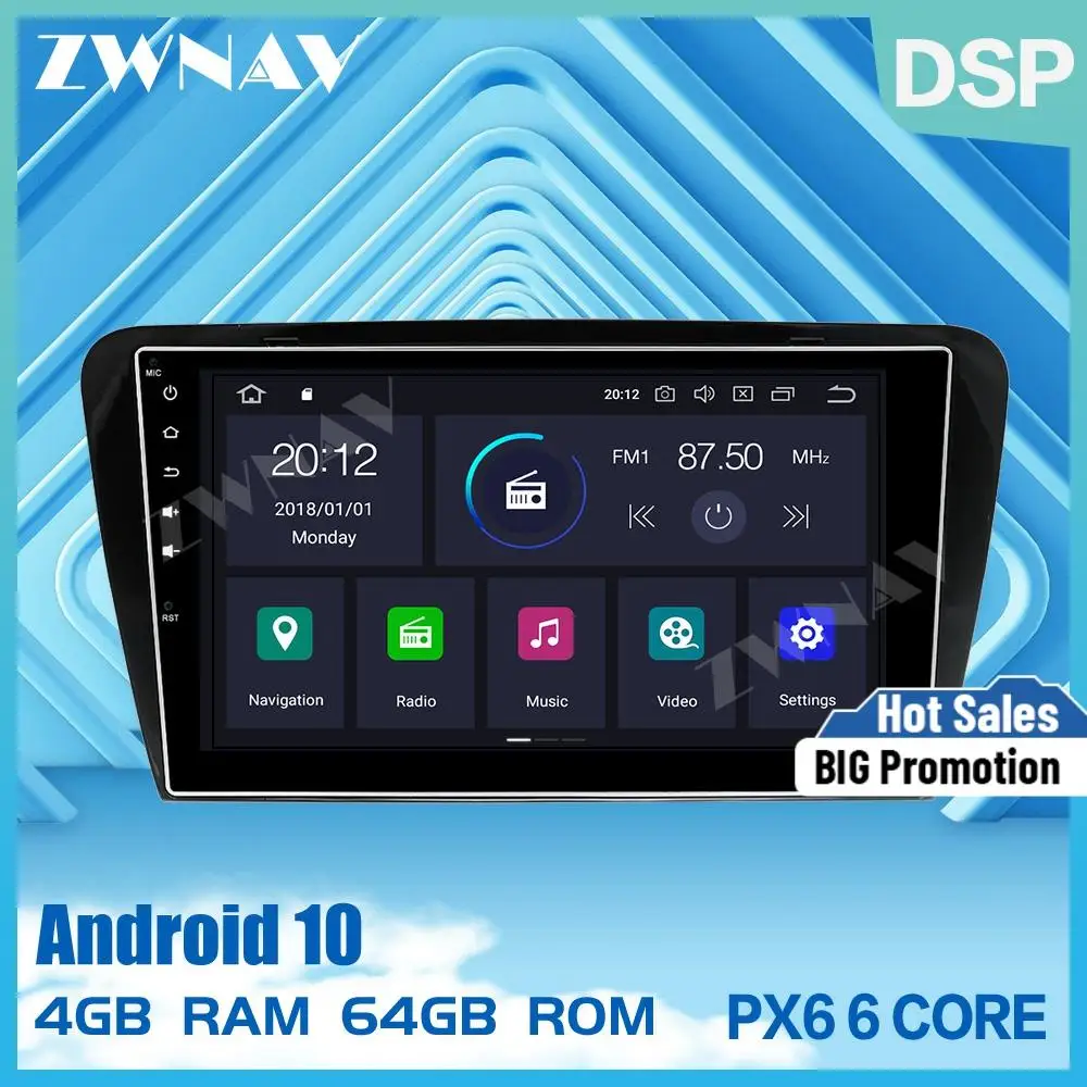 PX6 4 + 64 2 din Android 10 0 автомобильный мультимедийный плеер для Skoda Octavia A7 2014 2017 Радио
