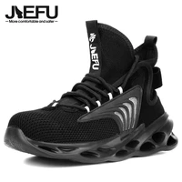 jiefu steel toe work boots for men lightweight comfortable slip on shoes women %e2%80%98s non slip construction sneakers