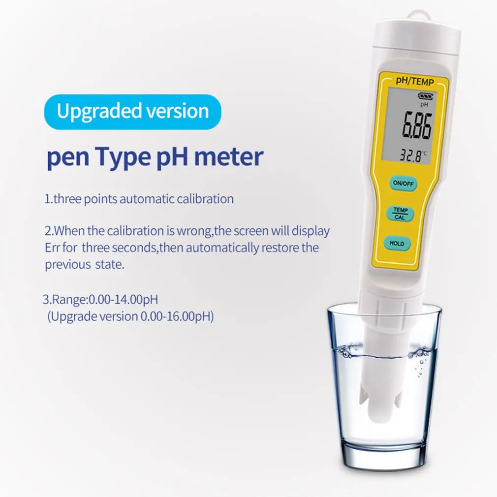 

Измеритель PH, тестер для бытового питьевого бассейна, сока, лаборатории, пивоварения, диапазон 0-14PH