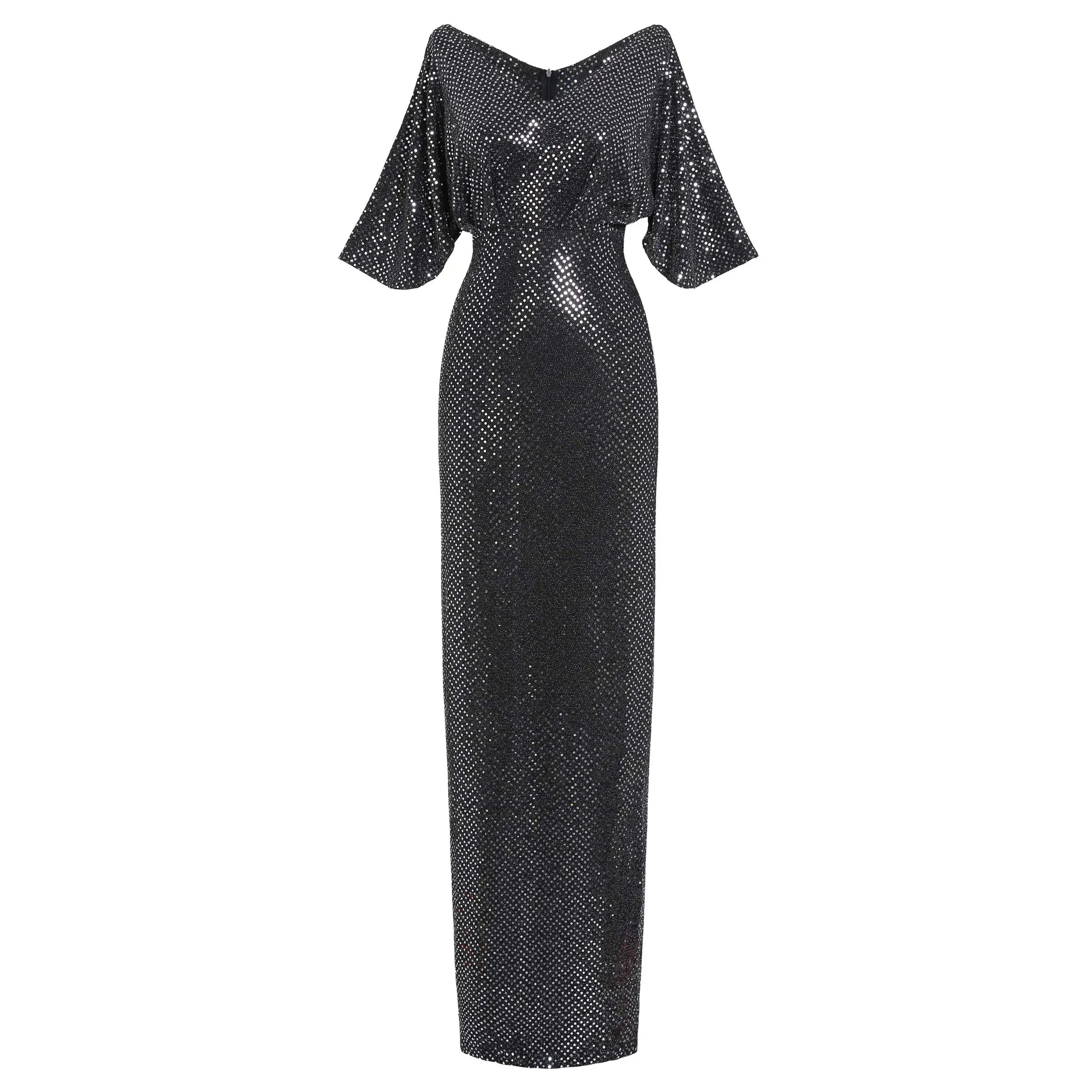 Женское блестящее платье для вечерние платья с рукавом до локтя размера плюс 3XL