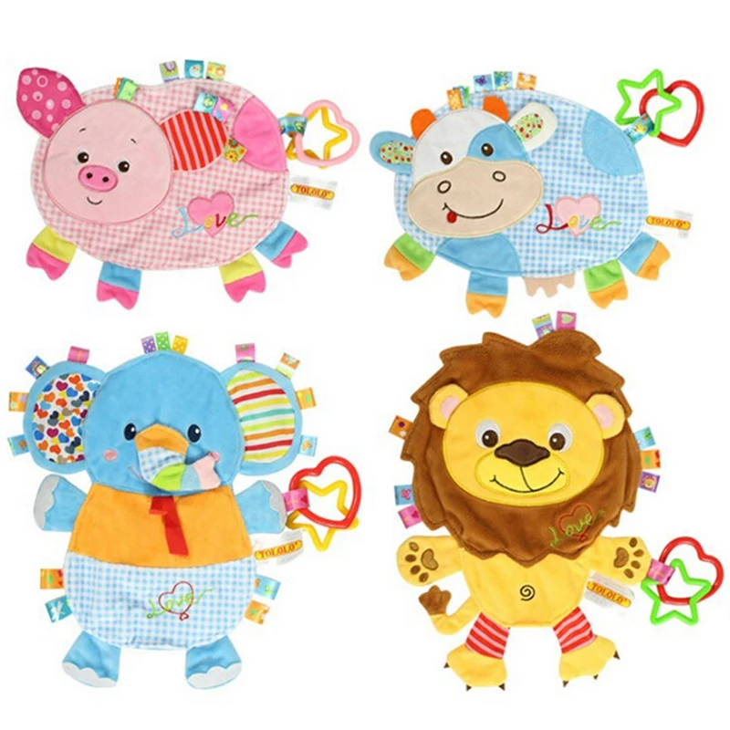 

Baby Plush Towel Rubber Ring Comfort Doll Pig Elephant Animal Rattles BB Device Multifunctional Toys Baby Towel
