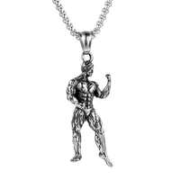 lamemdee strong man dumbbell pendant necklace stainless steel chain muscle men sport giftfitness hip hop gym jewelry for male