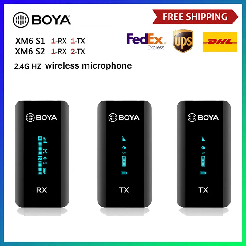 

BOYA BY- XM6 S1 S2 2.4G Wireless Lavalier Mic Microphone System for Smartphone Laptop DSLR Tablet Camcorder Recorder 100M