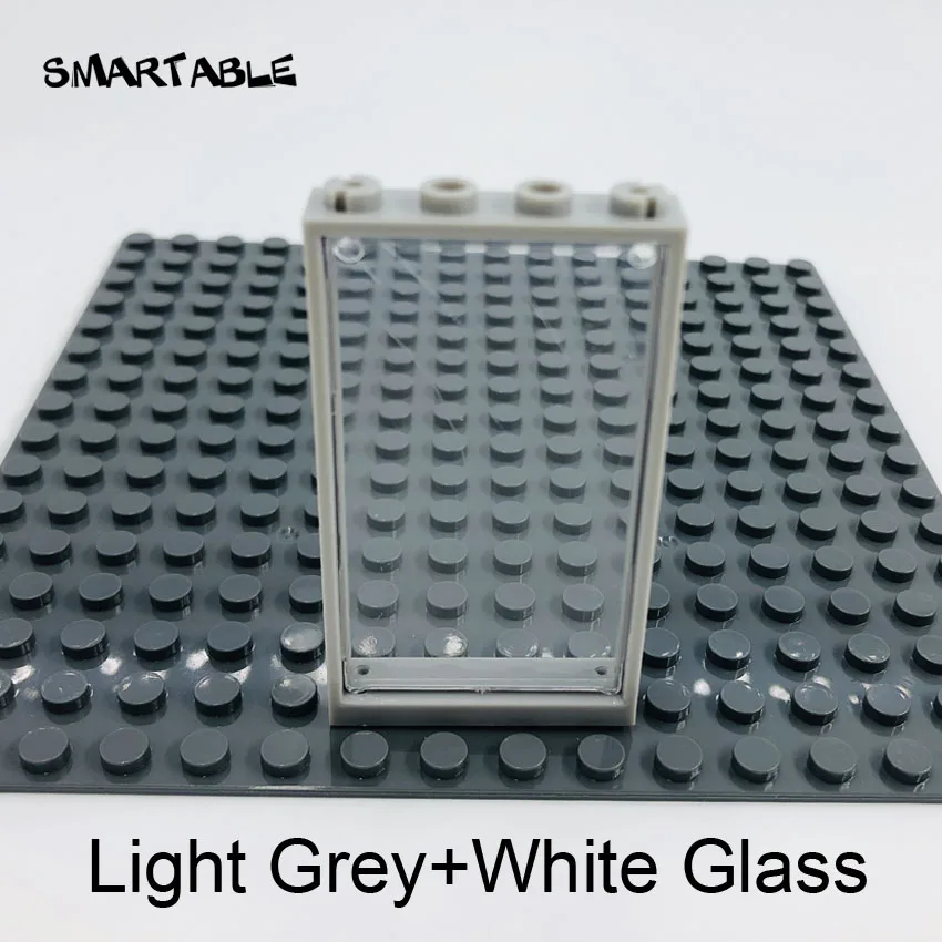 Lightgrey with white Умная оконная дверная рама 1x4x6 строительные блоки MOC части со стеклянными игрушками для детей дом совместим все бренды город 20 шт./лот - Цвет: Lightgrey with white