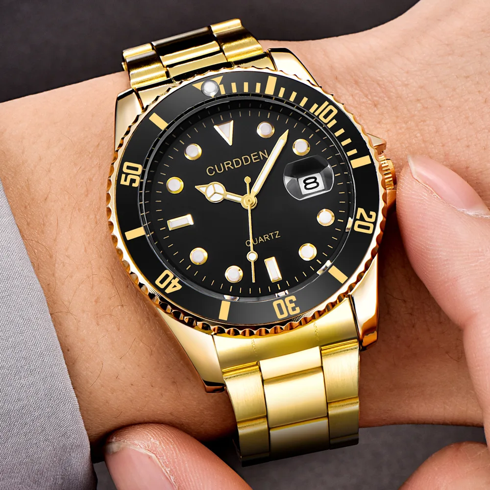 

Relogio Masculino Watch Men's Role Gold Top Brand Luxury Business Men's Quartz Watch Stainless Steel Waterproof Fashion Clock