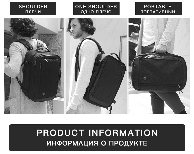 Новинка, 17 дюймовый рюкзак для ноутбука, многослойный, съемный, расширяемая сумка, мужской рюкзак для путешествий, многофункциональный, B-00210