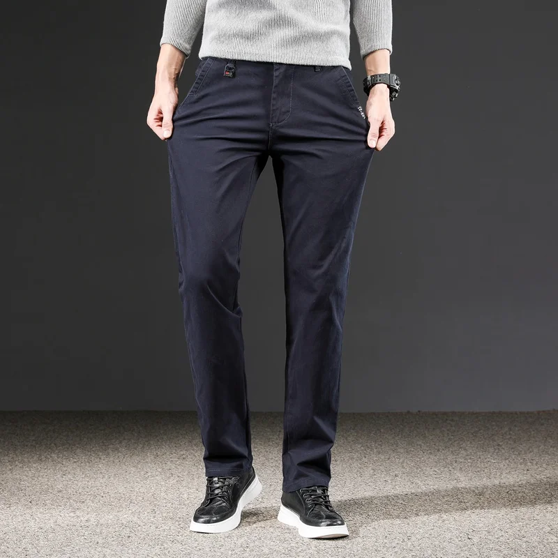

Black Blue Brand Pants 2020 Spring New Men's Slim Fit Straight Casual Pants Business Fashion Stretch Trousers Men's Classic