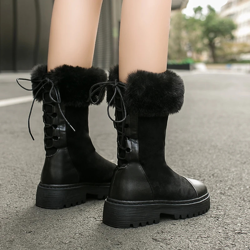 

2019 Winter Women Boots Warm Shoes Women Bota Feminina Lace Up Designer Sneakers Women Dropshiping Fur Ankle Boots Buty Damskie