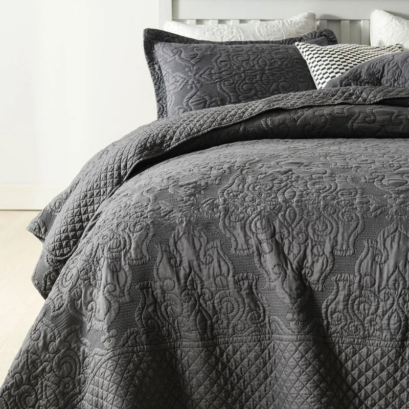 CHAUSUB одеяло с вышивкой набор 3 шт. покрывало на кровать двойное однотонное для