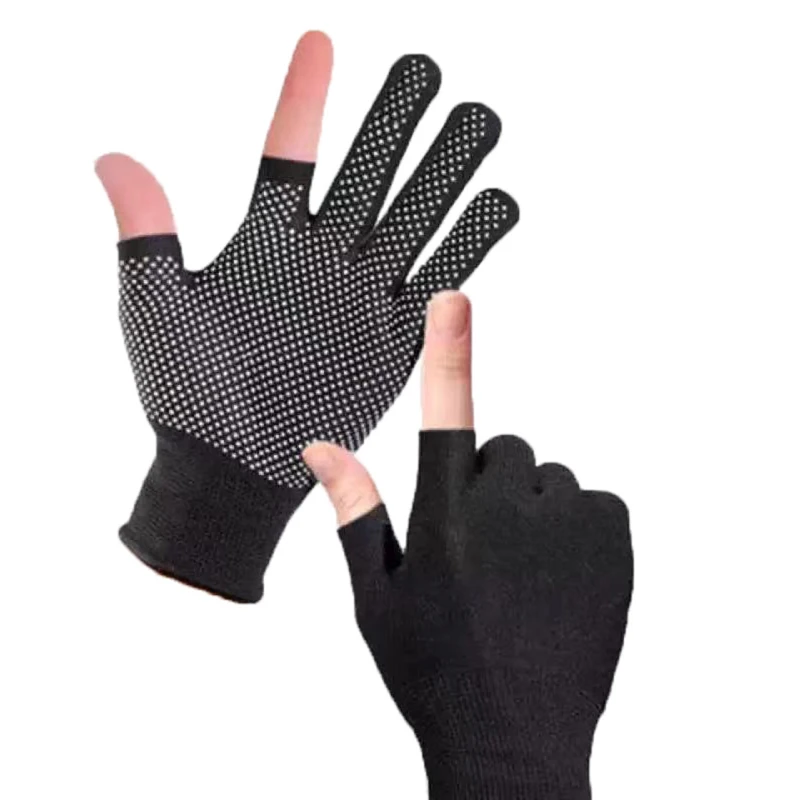 

One Pair Anti-Slip Fishing Gloves Spring Summer Ice Cool Breathable Sunscreen Antiskid Open/Half Fingers Cycling Sport Gloves