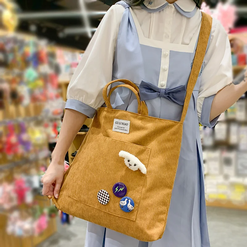 

Новая женская винтажная Вельветовая модная Милая Повседневная сумка-книжка через плечо для девушек женская сумка-мессенджер значок Женска...