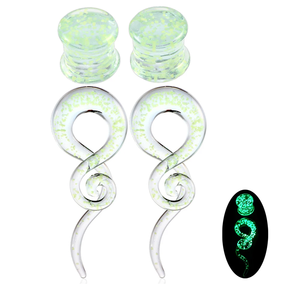 

2Pcs Glass Spiral Taper Ear Plug Piercing 5-14mm Ear Stretchers Expander Gauges Earrings Piercing Body Jewelry Ear Plugs Tunnels