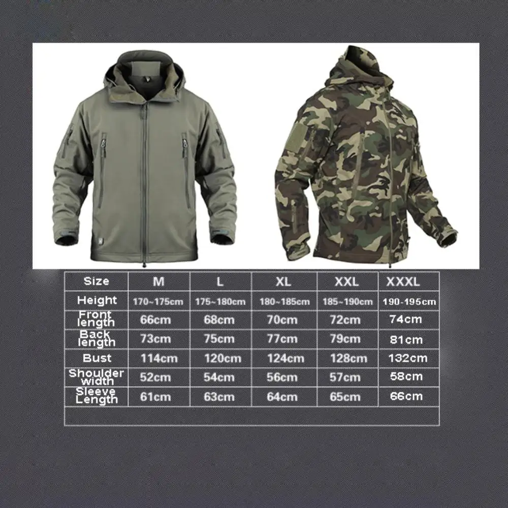

Outdoor Tactical Military Softshell Fleece Jacket Men's Waterproof Hunting and Hiking Jacket Warm Hooded Army Coat