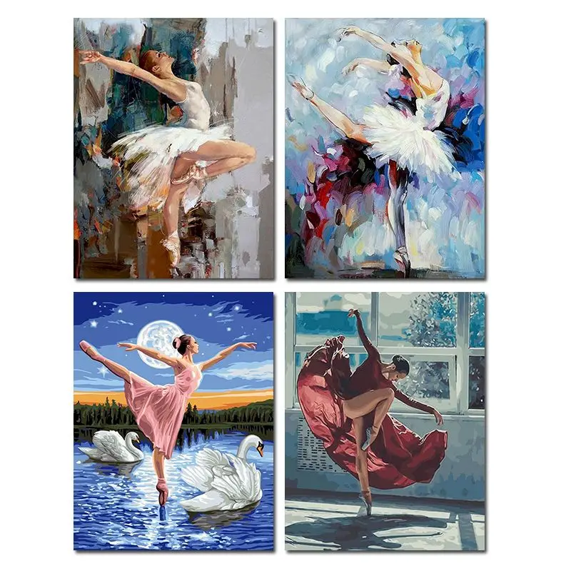 

GATYZTORY 60Ã—75cm Frame Ballet Painting By Numbers For Adults Figure Drawing On Canvas Acrylic Paints Handpainted Gift Home Wall