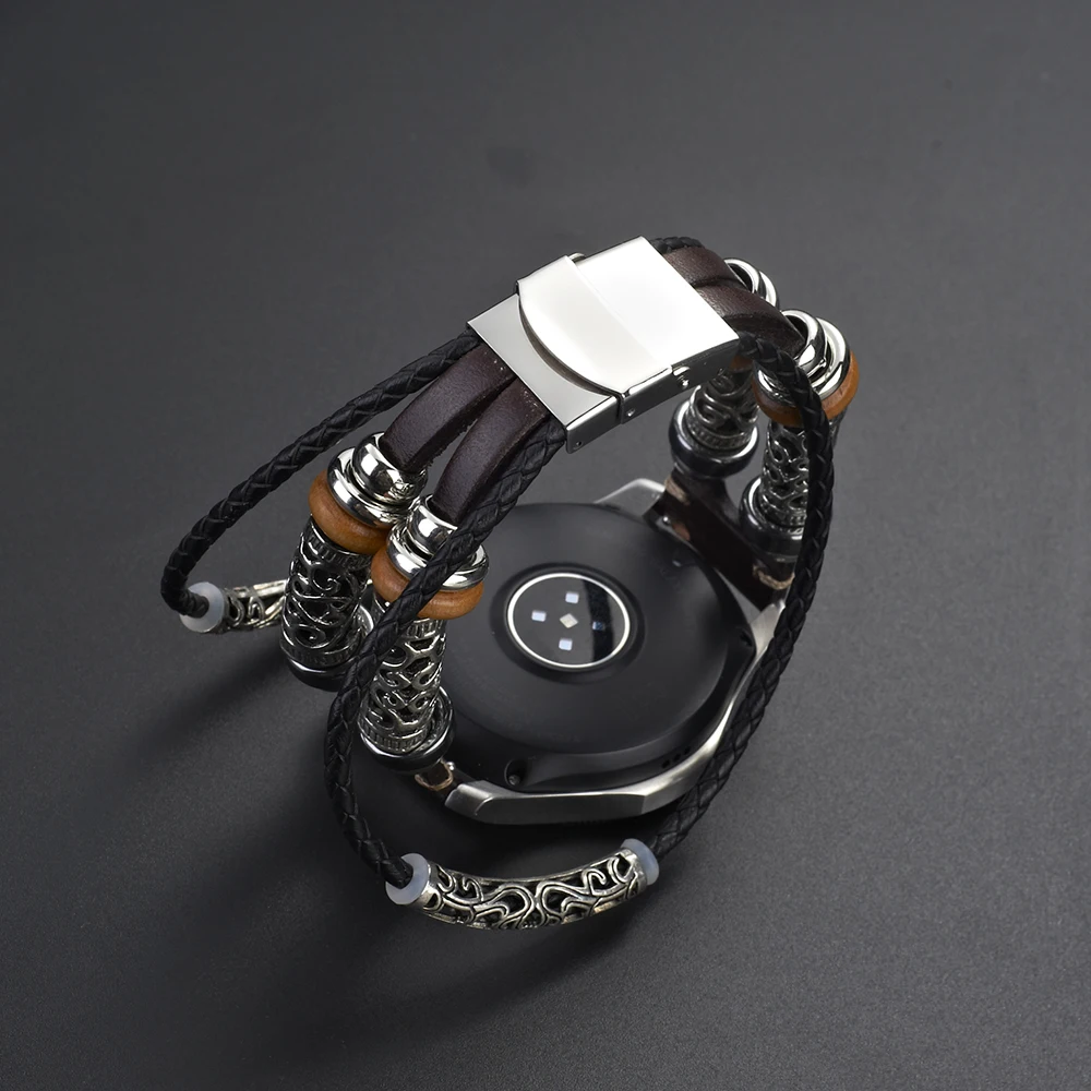 UEBN 20mm 22mm for Samsung Gear S2 S3 Leather Retro strap DIY Bracelet For Huami strap Amazfit GTS/GTR 42mm 47mm/Bip watchbands