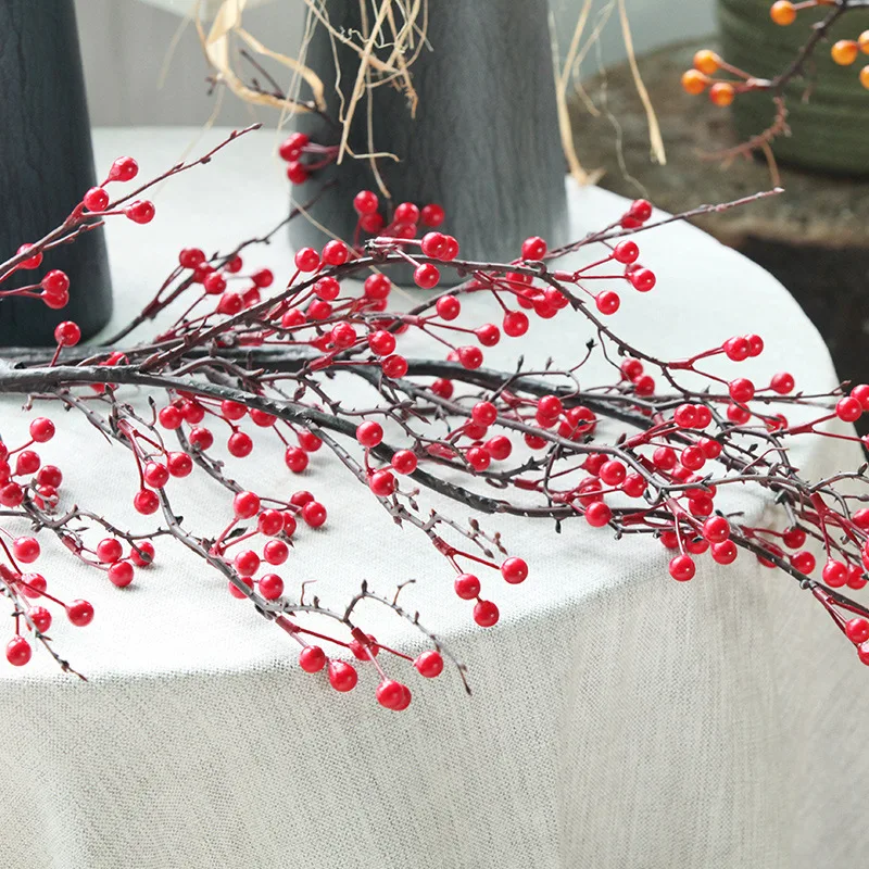5Pcs Simulation Red Berry Fruit for Living Room Decoration Fake Flower Arrangement Wedding Hotel Artificial Flower Material